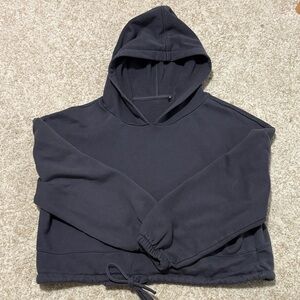 Charcoal Tied Cropped Hoodie